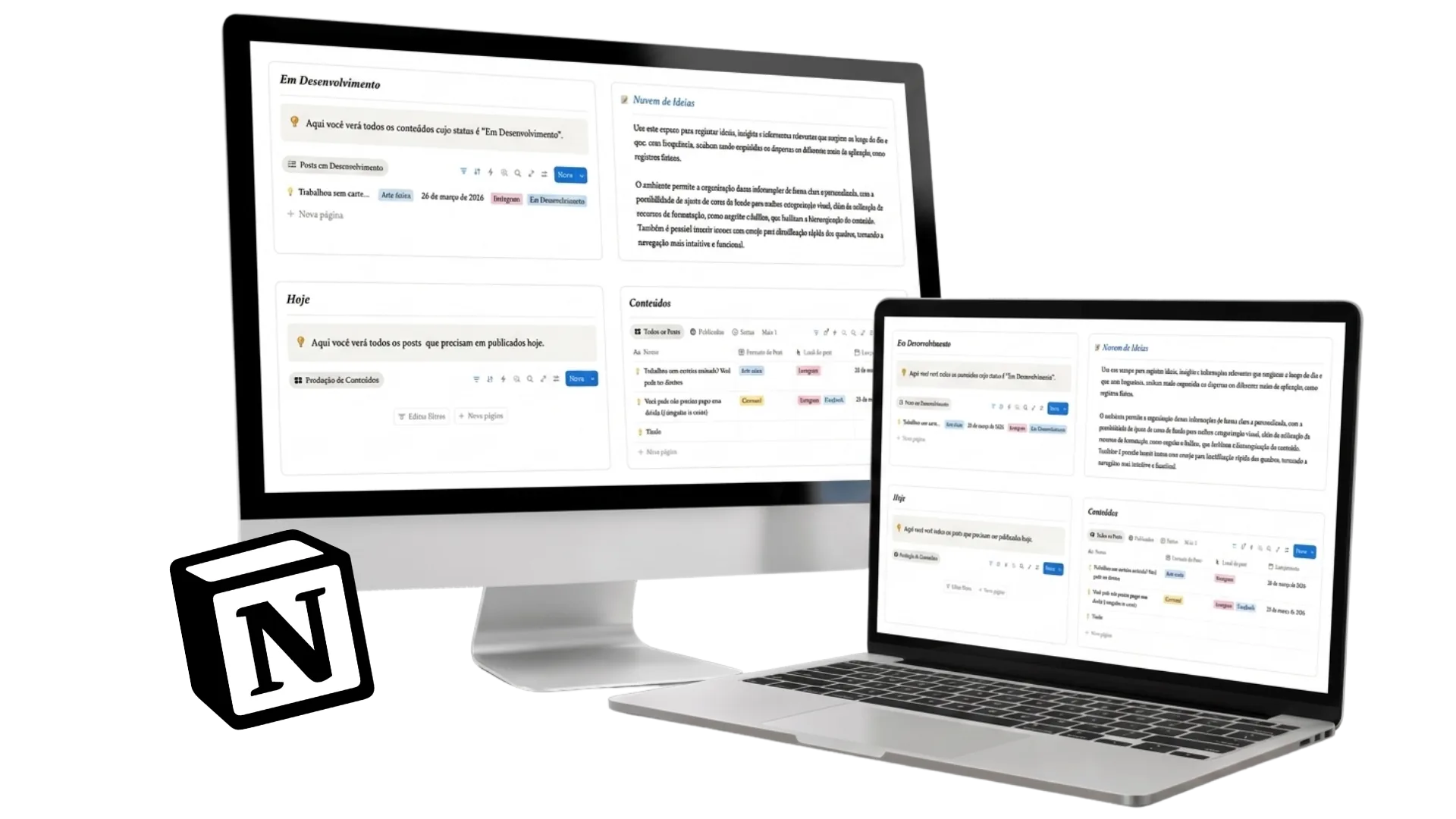 Painel do Sistema Jurídico Pro no Notion com clientes, processos e financeiro organizados